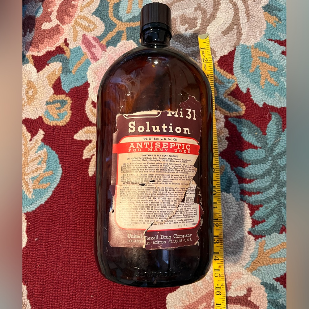 United Rexall drug company  Solution Antiseptic Bottle